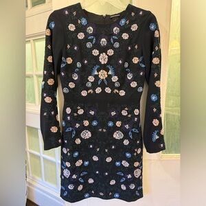 Club Monaco Navy blue embroidered mini dress